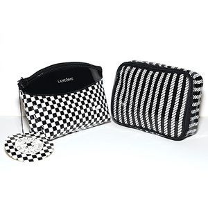 2 Unused Lancome Vintage Bags: Checkered + Rope Stripe